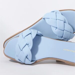 Braided Blue Heeled Sandals - Block Heel - Size 8
